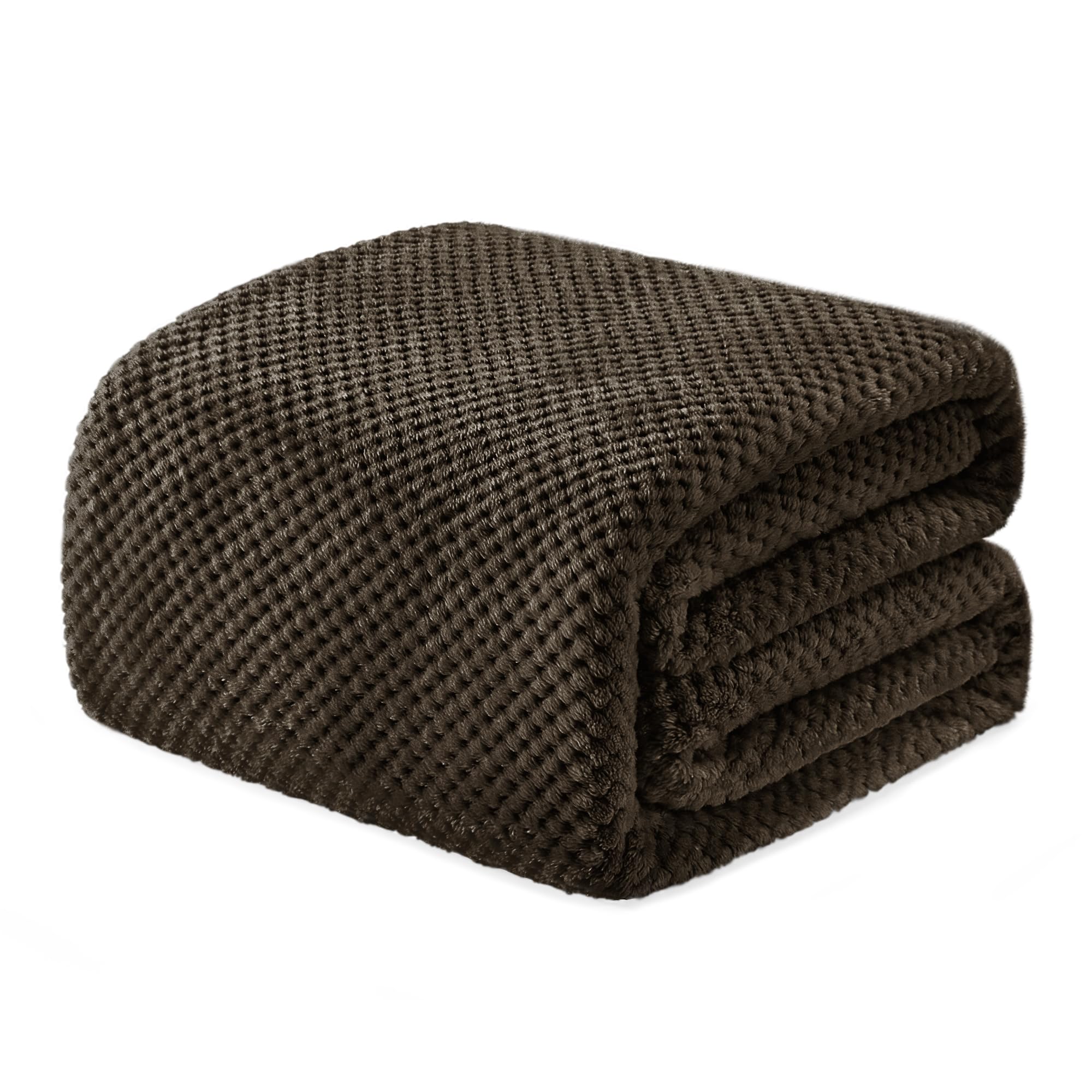 Exclusivo Mezcla Fleece Bed Blanket King Size, Super Soft and Warm Blankets for Couch, Sofa and Bed Waffle Textured, Cozy, Fuzzy and Lightweight, Coffee, 230x265 CM