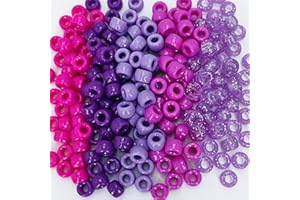 MIIIM 1000PCS 6x9mm Pony Beads Bulk, 5 Styles Purple Pony Beads for Bracelets Making Kit, Kandi Beads, Hair Beads for Braids, Craft Beads for Jewelry Making (Purple)