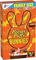 REESE'S PUFFS Bunnies, Chocolatey Peanut Butter Cereal, Kids Breakfast Cereal, Easter Edition, Made with Whole Grain, Family 