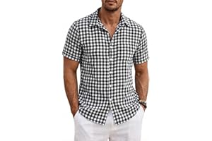 Rela Bota Plaid Shirts Men Short Sleeve Gingham Shirt Checkered Cotton Lumberjack Oktoberfest Tartan Tops Casual Business