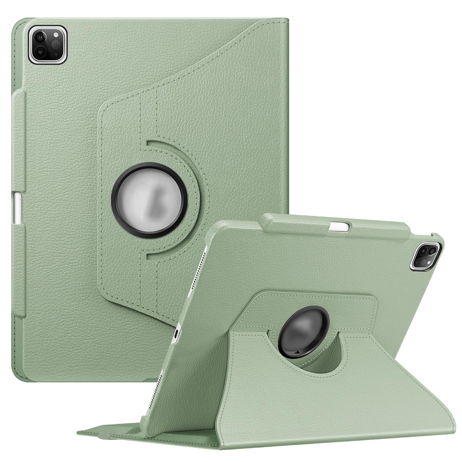 FINTIE Rotating Case Compatible with iPad Pro 12.9 inch (2022/2021/2020/2018, 6th/5th/4th/3rd Generation)-360 Degree Swiveling Protective Cover w/Pencil Holder, Auto Sleep/Wake, Sage Green