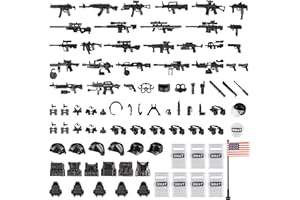 MaozyHomie Weapons Pack Military Weapons Accessories Chicken Gear Weapon Parts Toys Military Equipment Battle Blocks Bricks Compatible with Major Brand, 3 Years Old and up, Us Weapons(88pcs)