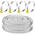 Amylove 2.5 Inch, 5 ft Heavy PVC Dust Collection Hose, Flexible Clear PVC Fume Hose with Stainless Steel Wire Coil and Clamp, Puncture Resistant Vacuum Fittings Dust Collector Accessories