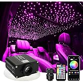 AMKI Upgraded 16W Starlight Headliner Kit Twinkle+Sound Activated 600pcs 0.03in 9.8ft Cable Fiber Optic Light APP/Remote Cont