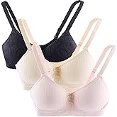 Hbhpov Teen Girls Cotton Bras Breathable Underwear Wire Free Sports Bra with Adjustable Straps Training Bralette