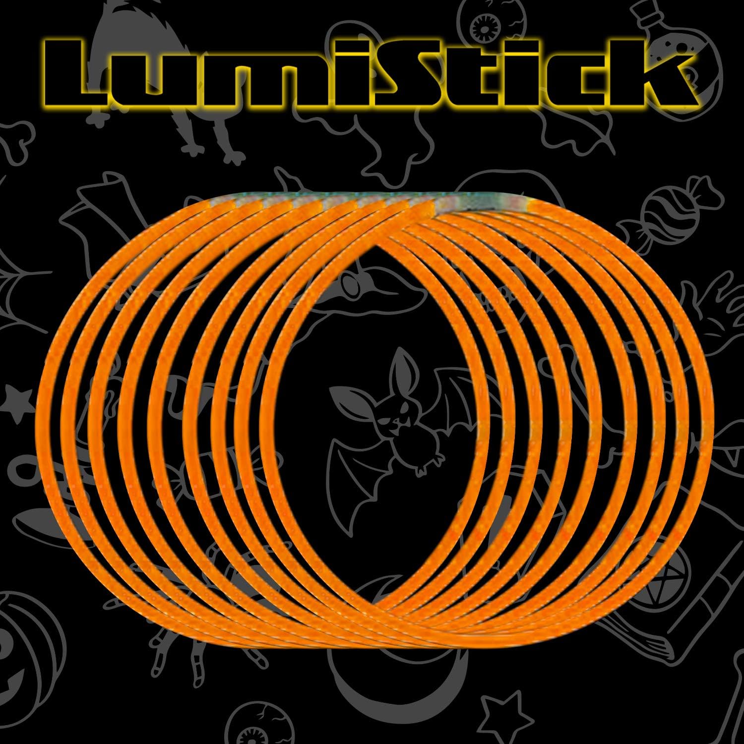 Lumistick 22 Inch Glow Stick Necklaces | Non-Toxic & Kids Safe Light Up Neckwear | Bendable Sticks with Connectors | Glows in The Dark Night Party Favor (Orange, 50 Necklaces): Toys & Games