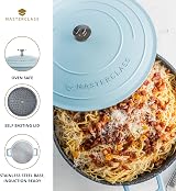 MasterClass Shallow Casserole Dish with Lid 4L 28 cm Sky Blue view 5