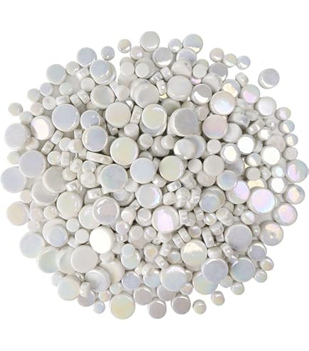 VIOCIWUO 1.1lb Random Round Iridescent Glass Mosaic Tiles – DIY Craft Supplies For Flowerpots, Vases, Garden Decor - View #4