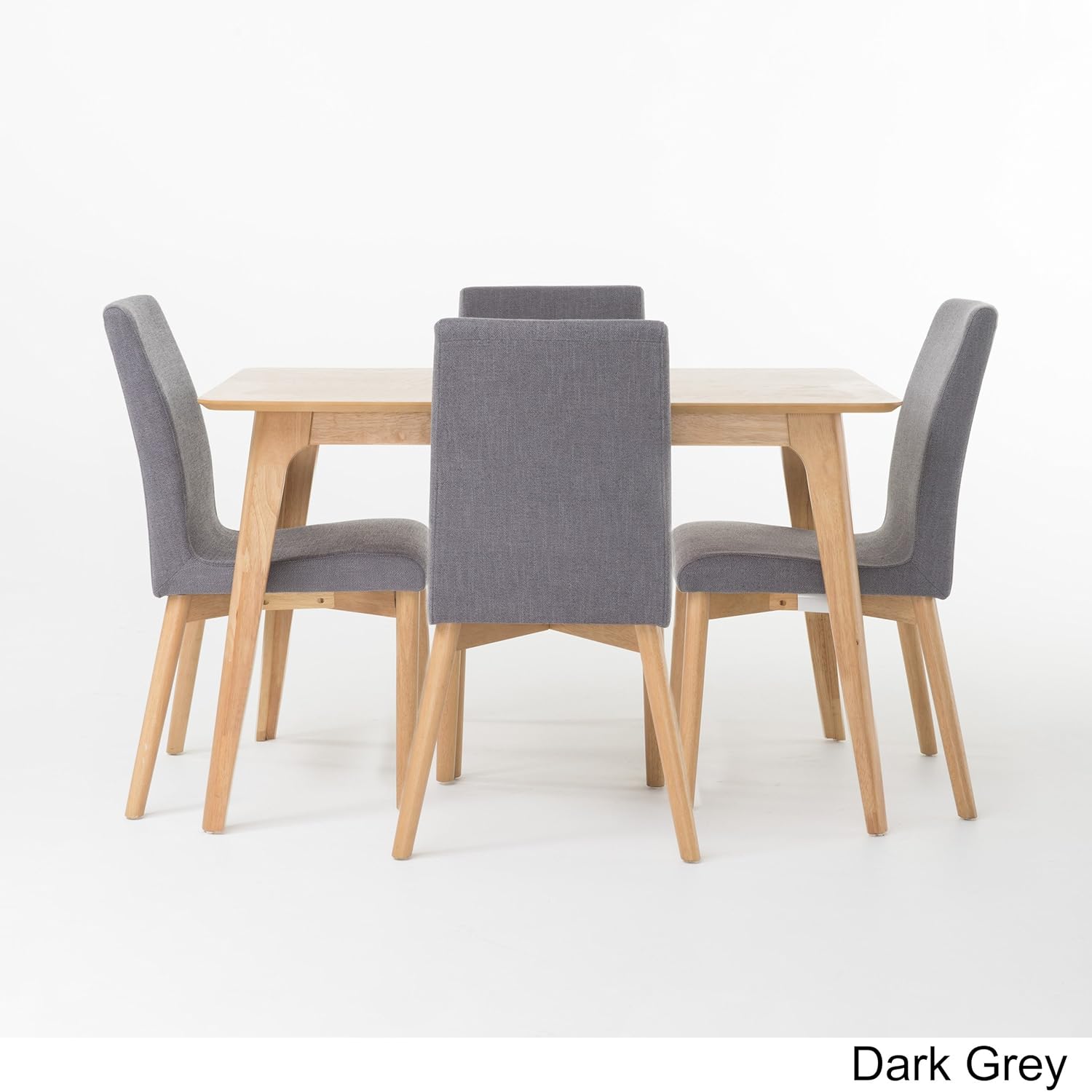 Christopher Knight Home Katherine Dark Grey Fabric/Natural Oak Finish 50" Rectangular 5 Piece Mid Century Modern Dining Set, W