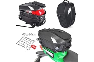 MIHUNTER Motorcycle Tail/Seat Bag - Dual Use Waterproof Helmet Bag for Motorbike - with One Extra Cargo Net