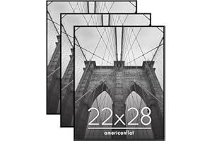 Americanflat 22x28 Poster Frame with Polished Front Cover - Set of 3 - Slide-In Photo Frame with Buildable Molding - Fusion C