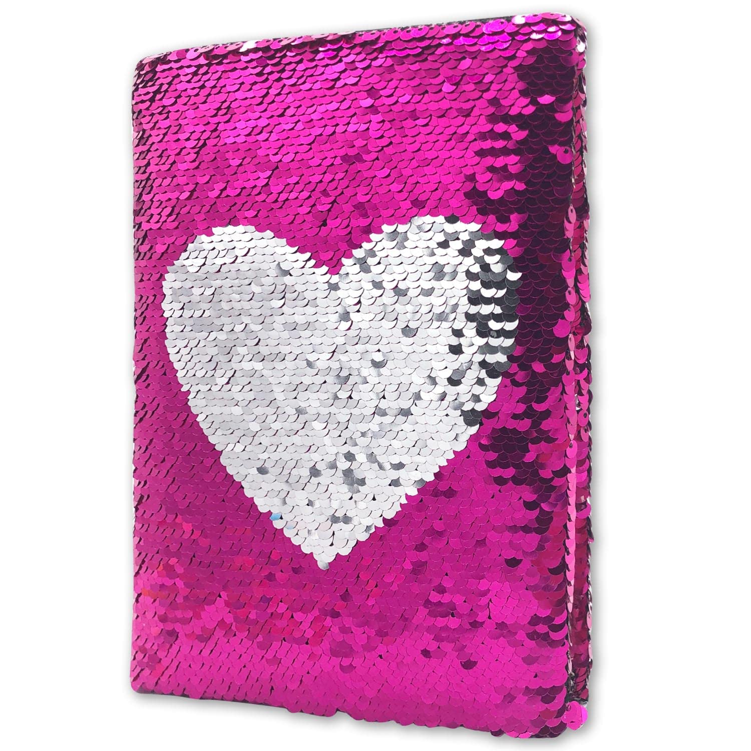 GINMLYDA Sequin Secret Diary for Girls, 8.5x5.5 Inch 160 Lined Page Pink Heart Reversible Sequin Kids Journal for Teenage Boys & Girls Notebook Gifts for Girls Birthday Presents 6 7 8 9 10 Years Old — image 1