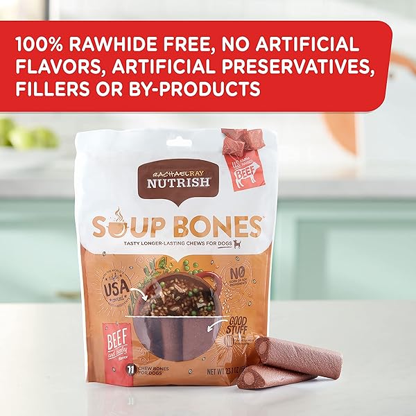 NUTRISH SOUP BONES PREMIUM DOG CHEWS WITH REAL BEEF AND BARLEY, 11 CHEWS, PACKAGING MAY VARY (RACHAEL RAY)