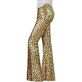 Nawgut Sequin Flare Pants Sparkly Glitter High Waisted Bell Bottoms Leggings Party Disco Clubwear for Women