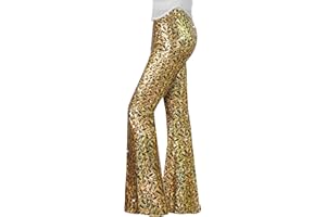 Nawgut Sequin Flare Pants Sparkly Glitter High Waisted Bell Bottoms Leggings Party Disco Clubwear for Women