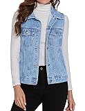 Chainscroll Women's Buttoned Washed Denim Vest