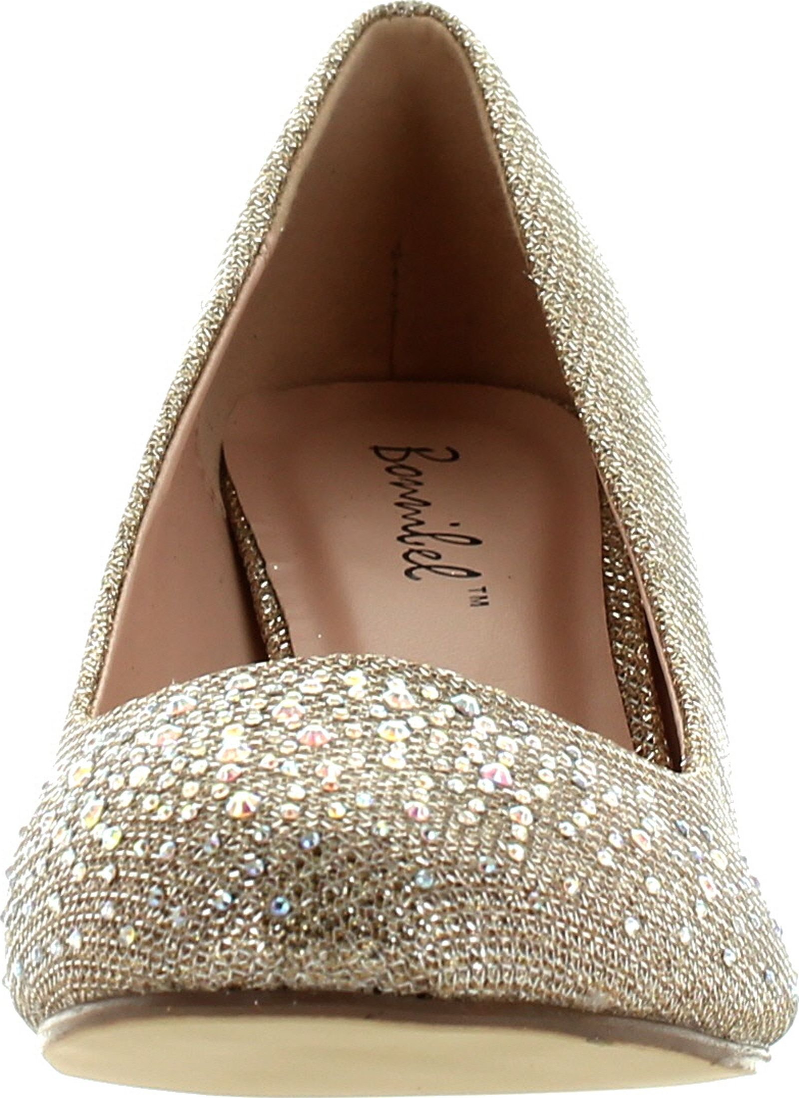 Bonnibel Wonda-1 Womens Round Toe Low Heel Glitter Slip On Dress Pumps,Champagne,10 - Image 4