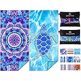2 Pack Microfiber Oversized Lightweight Beach Towel 71"x32" XL Extra Large Thin Sand Free Towels Travel Swim Pool Yoga Gym Camping for Adults Women Men Beach Essentials Accessories Vacation Gift