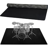 Drum Rug, 4 Ft x 5 Ft Drum Mat Carpet Music Rug with Non-Slip Bottom, Noise Reduction Electrical Pads for Drummers, Black