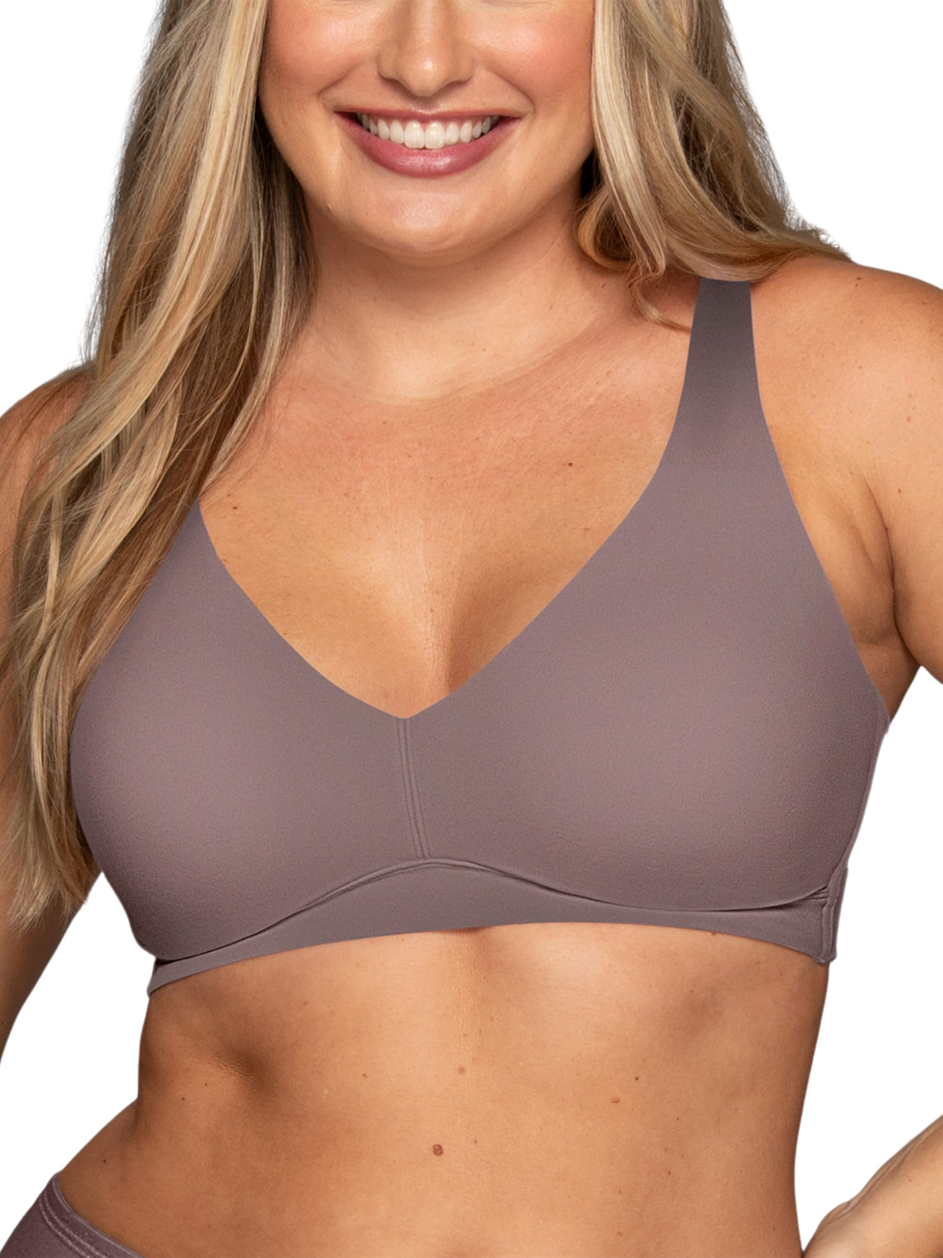 Vanity Fair Women’s Beauty Back Smoothing Wireless Bra, Simple Sizing Available S-3XL, Light Lift-Smoked Oyster