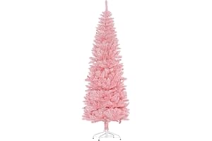 HOMCOM 7ft Tall Pencil Christmas Tree, Artificial Xmas Tree with 687 Branch Tips and Steel Base, Holiday Décor for Home Offic