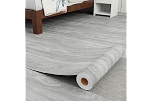Homease Vinyl Flooring Roll 15.7" W x 393.7" L/ 43 Sq.Ft, Wood Grain Peel and Stick Floor Tiles Waterproof Wear-Resistant Vin