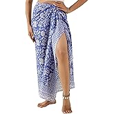 100% Cotton Sarong Coverup for Women Indian Hand Block Print Swimsuit Pareo Wrap Skirt Beach Bikini Cover Up Long (73" x 43")