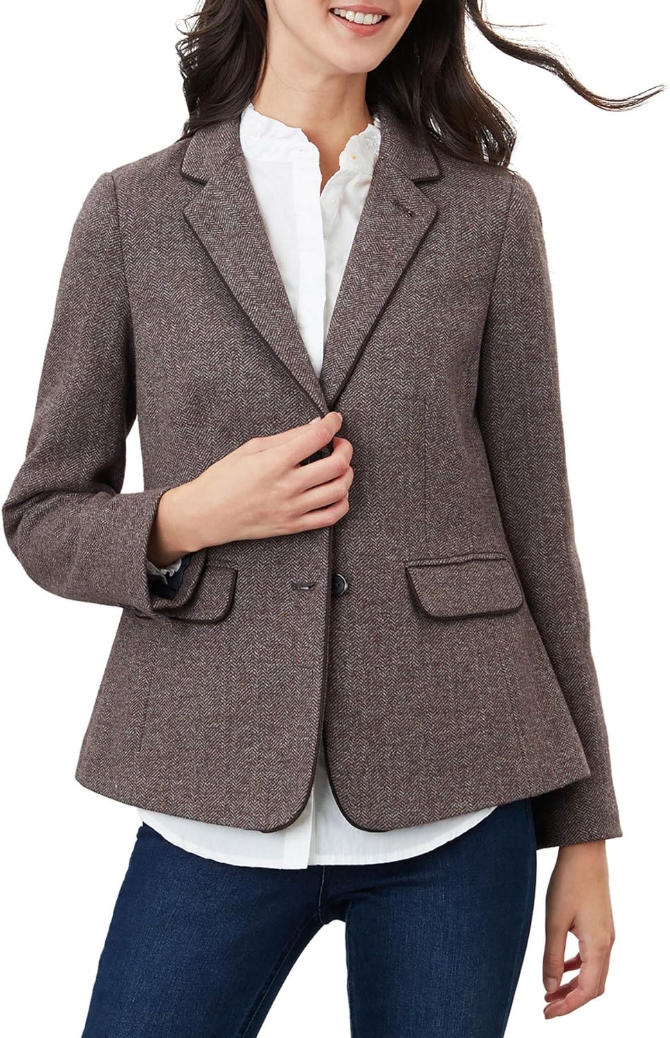 Joules Womens Agatha Single Breasted Blazer Brown Amazon.co.uk Clothing