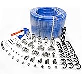 FIDEURSUS Compressed Air Piping System with 3/4 Inch ID x 200 feet HDPE Tubing & Aluminum Outlet Blocks for Garage Connect Air Compressor Line Kit Accessories for Shop | 200 PSI | 53PCS |9120