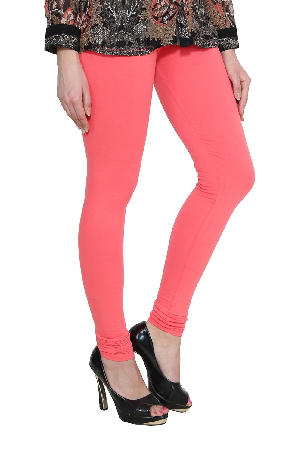 nice creations chudidar black cotton lycra premium leggings for women