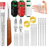 Big Eye Steel Sewing Needles Kit, Portable Hand Sewing Set, 37PCS Stainless Steel Sewing Needle Kit, Steel Needles for Hand Sewing, Punch Needle Kit Repair Tools for Beginners & Daily Use