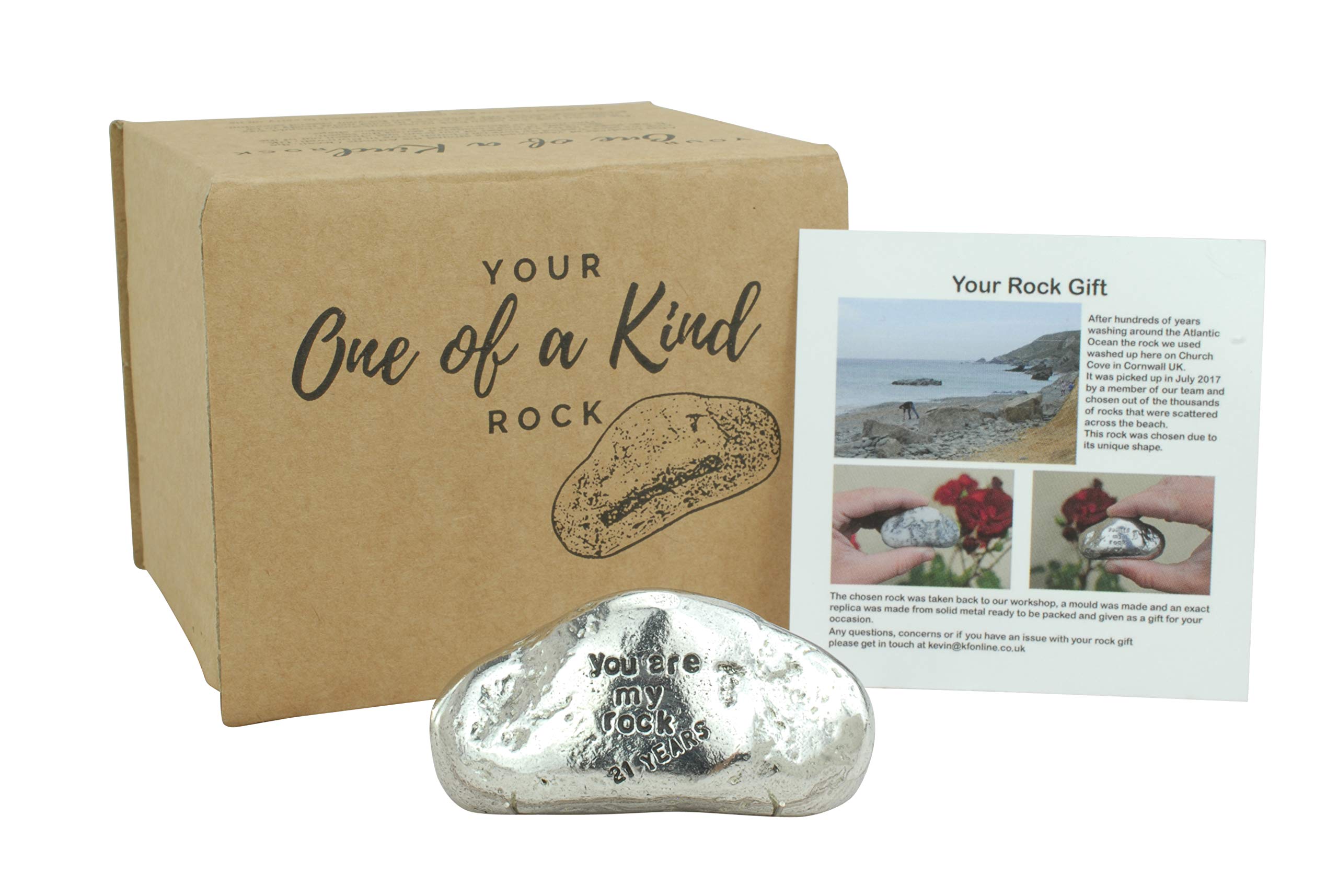 21st Anniversary You Are My Rock Gift Idea - Solid Metal Heavy Polished Rock Gift for 21 Year Anniversary
