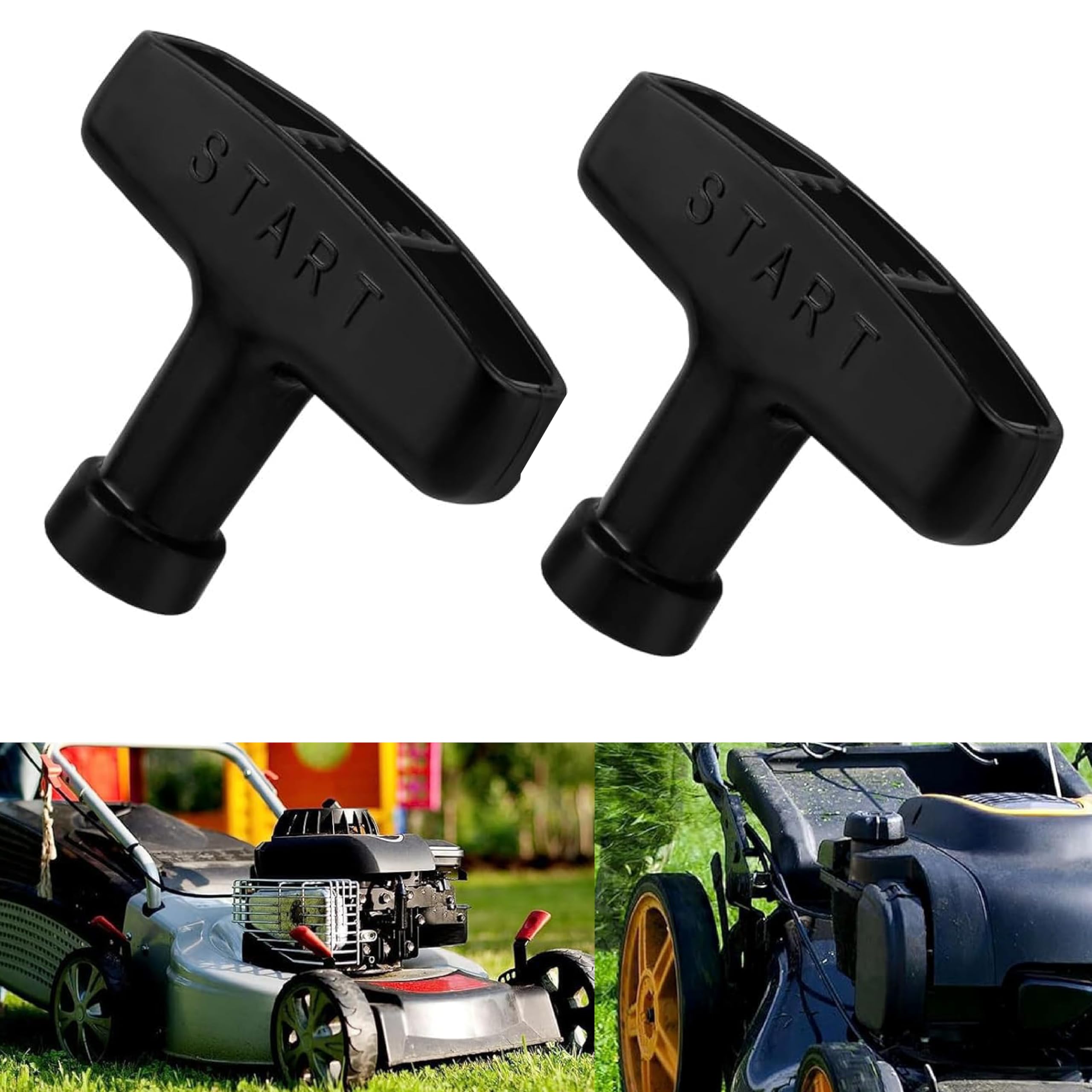 Esshogo Pack of 2 Petrol Engine Starter Handle, Starter Handle Grab Bars, Petrol Engine Handle, Universal Parts, Starter Accessories, Pull Starter for Lawnmower, Generator, Chainsaw, Black