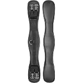 Equinavia Saga Non Slip Dressage Girth, Contoured Horse Girth Design | Dressage Girths for Horses, Saddle Girth, Textured PU Material, Fully Bound Edges, Double Elastic Ends Stainless Steel D-Ring