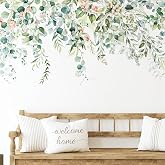 Zonon 6 Pcs Flower Wall Decals Peel and Stick Sticker, Greenery | Vinyl Removable Wall Stickers &amp; Mural, Greenery Wall Decals, Green Leaves Decor for Bedroom, Living Room, Nursery