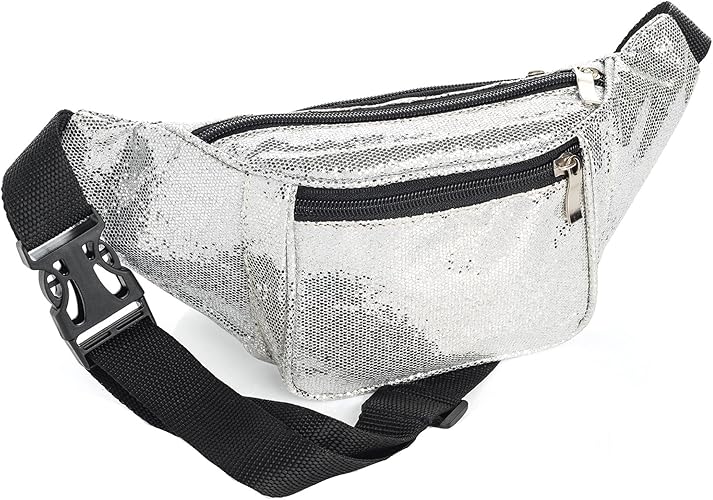 silver glitter bum bag