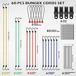 60-Piece Bungee Cords Assorted Sizes