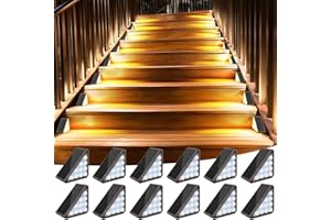 AUDLES 12 Pack Solar Stair Lights Outdoor Stair Lights with Waterproof IP67 LED Solar Light for Outside Light Decor for Stair, Deck, Front Step, Front Porch, Patio, Garden and Backyard (Brown)