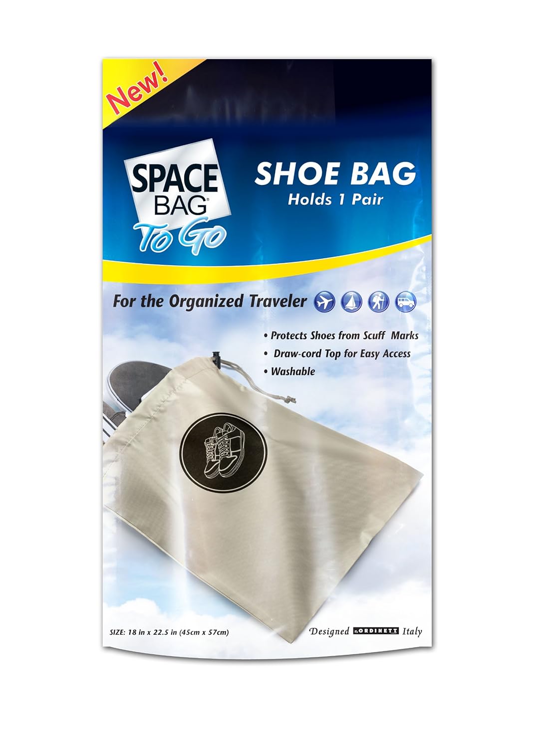 Space Bag To Go, TR3002, Travel Single Shoe Bag, each, Tan, 12.5" X 13