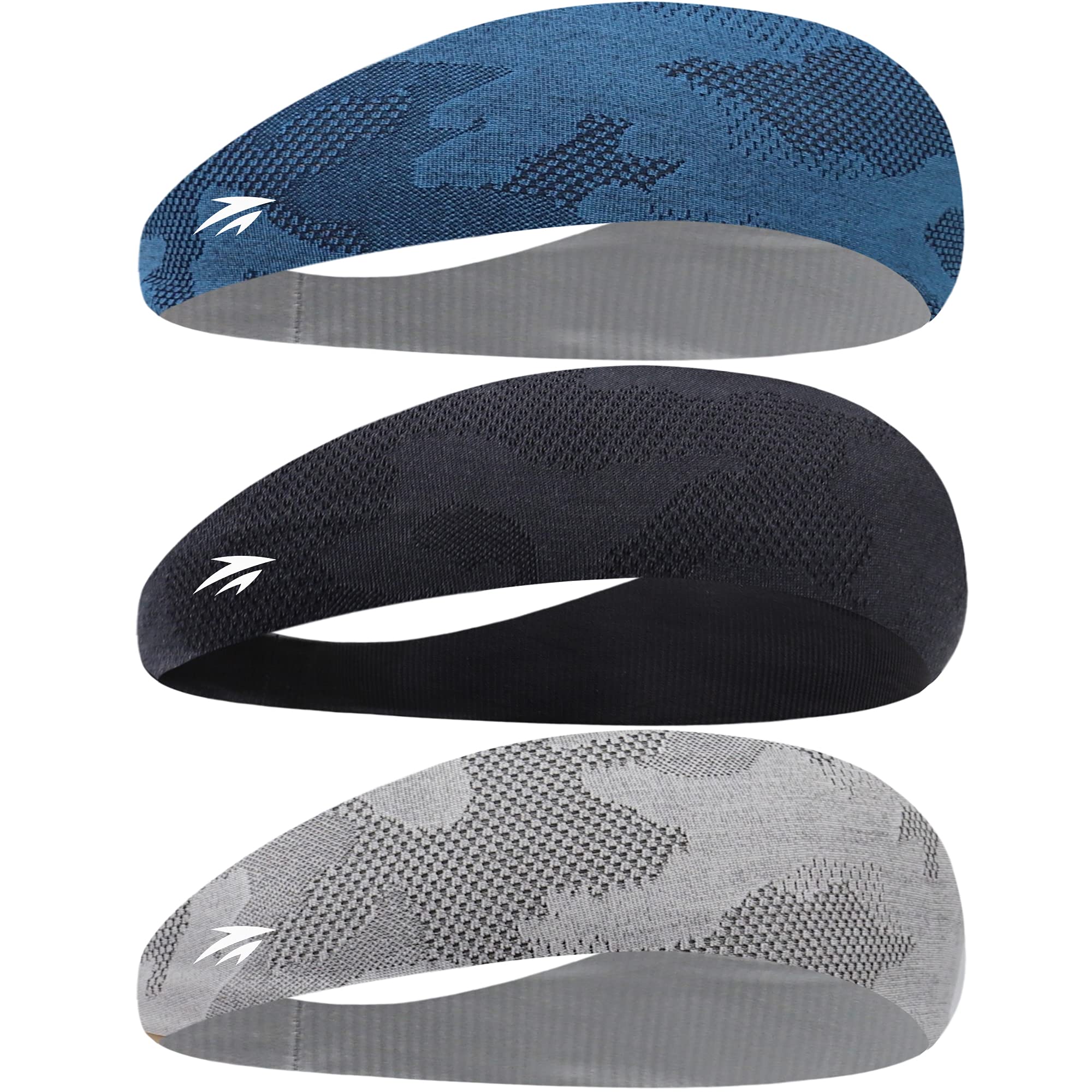 Zollen Mens Headbands 3 Packs Guys Sweatband and Sports Headband for Men for Running, Cross Training, Racquetball, Working Out