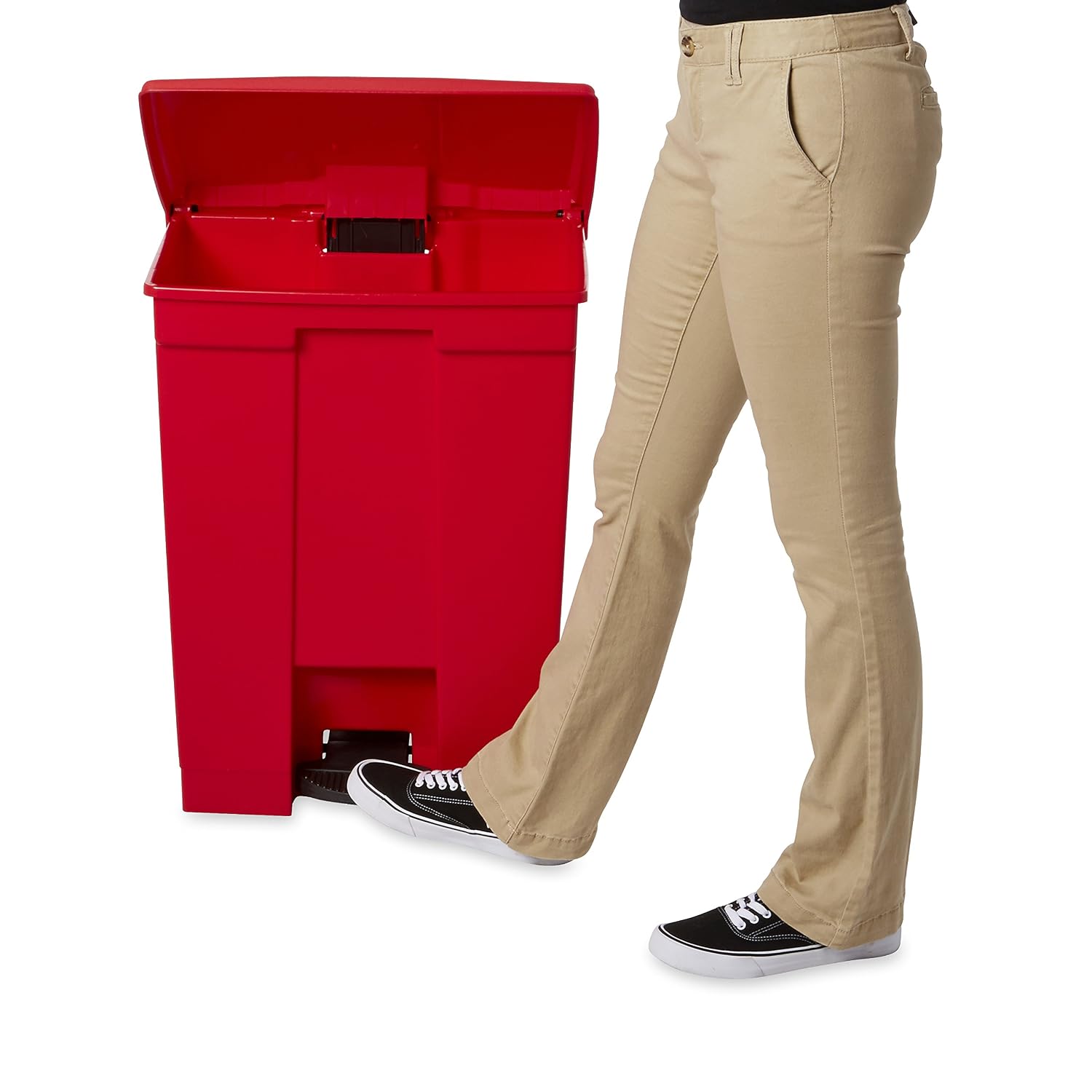 Rubbermaid Commercial Products Step-On Container 68 Litre Red FG614500RED - Image 5