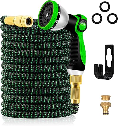 Yofidra Expandable Garden Hose 50FT 3-Layer Latex No-Kink Water Pipe 10 Pattern