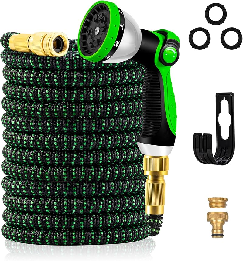 Yofidra Expandable Garden Hose 50FT 3-Layer Latex No-Kink Water Pipe 10 Pattern