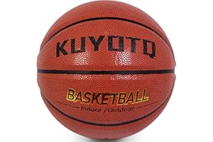 KUYOTQ Kids Youth Adult Size 5/6/7 (27.5/28.5/29.5") Basketball Premium Rubber or Composite Leather Basketball Indoor Outdoor Basketball Outdoor for Boys Girls Womens Mens Basketball Gifts (Deflated)