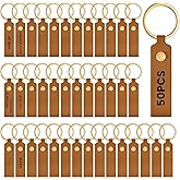 Wavyknot PU Leather Keychain Blanks Bulk Laser Engraving Blanks Keychain Kit with Key Rings for DIY Key Chains Craft
