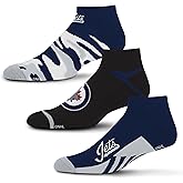For Bare Feet NHL Winnipeg Jets CAMO BOOM 3 Pack Ankle Sock Team Colors Large