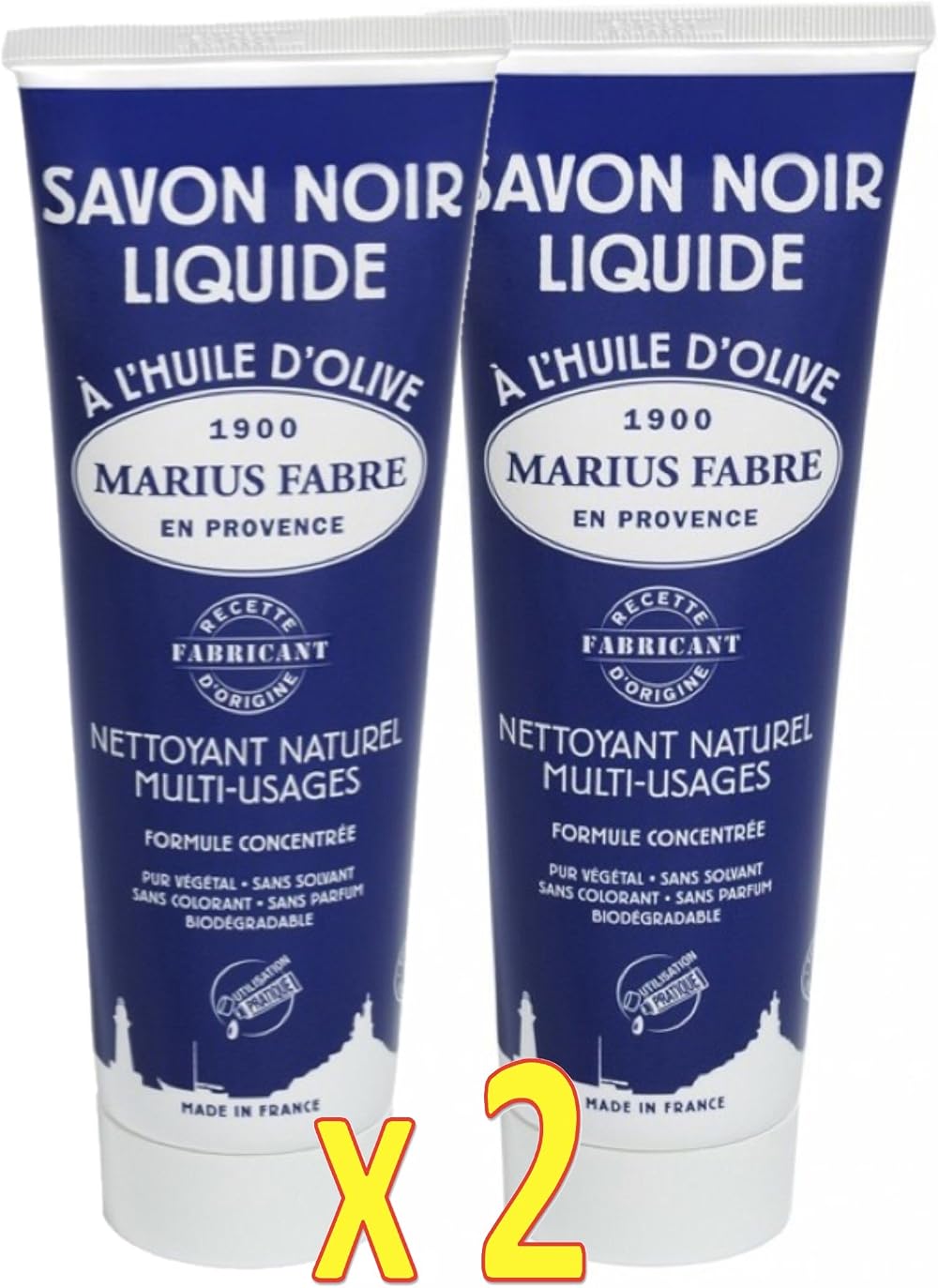 Marius Fabre Black Liquid Soap Olive Oil Multi-Purpose Natural Cleaner 2x250ml