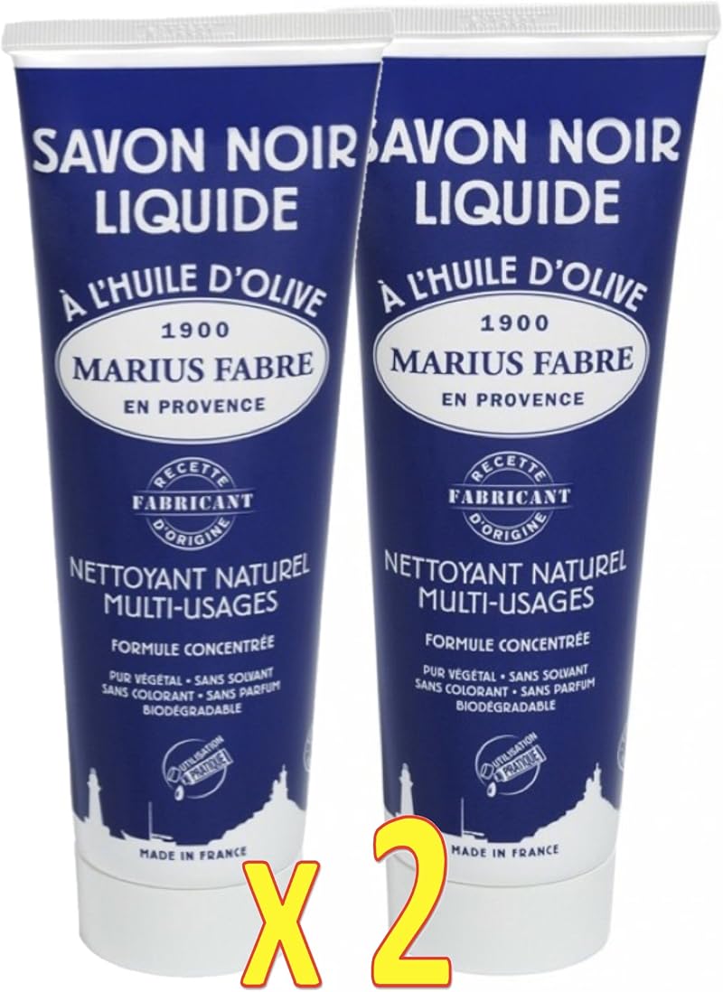 Marius Fabre Black Liquid Soap Olive Oil Multi-Purpose Natural Cleaner 2x250ml