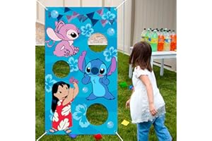 EAZYCO Lilo and Stitch Party Supplies, Stitch Toss Games with 4 Bean Bags Set, Party Games Hanging Banner Outdoor Throwing Game for Boys Girls, Stitch Party Activities Decorations Favors Gifts