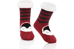 Zando Kids Fuzzy Socks with Grips Non Slip Toddler Slipper Socks Baby Christmas Socks Boys Girls Winter Warm Cozy Socks